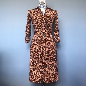 Leopard Jaguar Print Dress INC Belted Buttons
